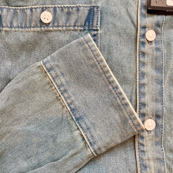 L Harley Davidson Garage Lightweight Denim Long Sleeve Button Up Shirt - Picture 4 of 12